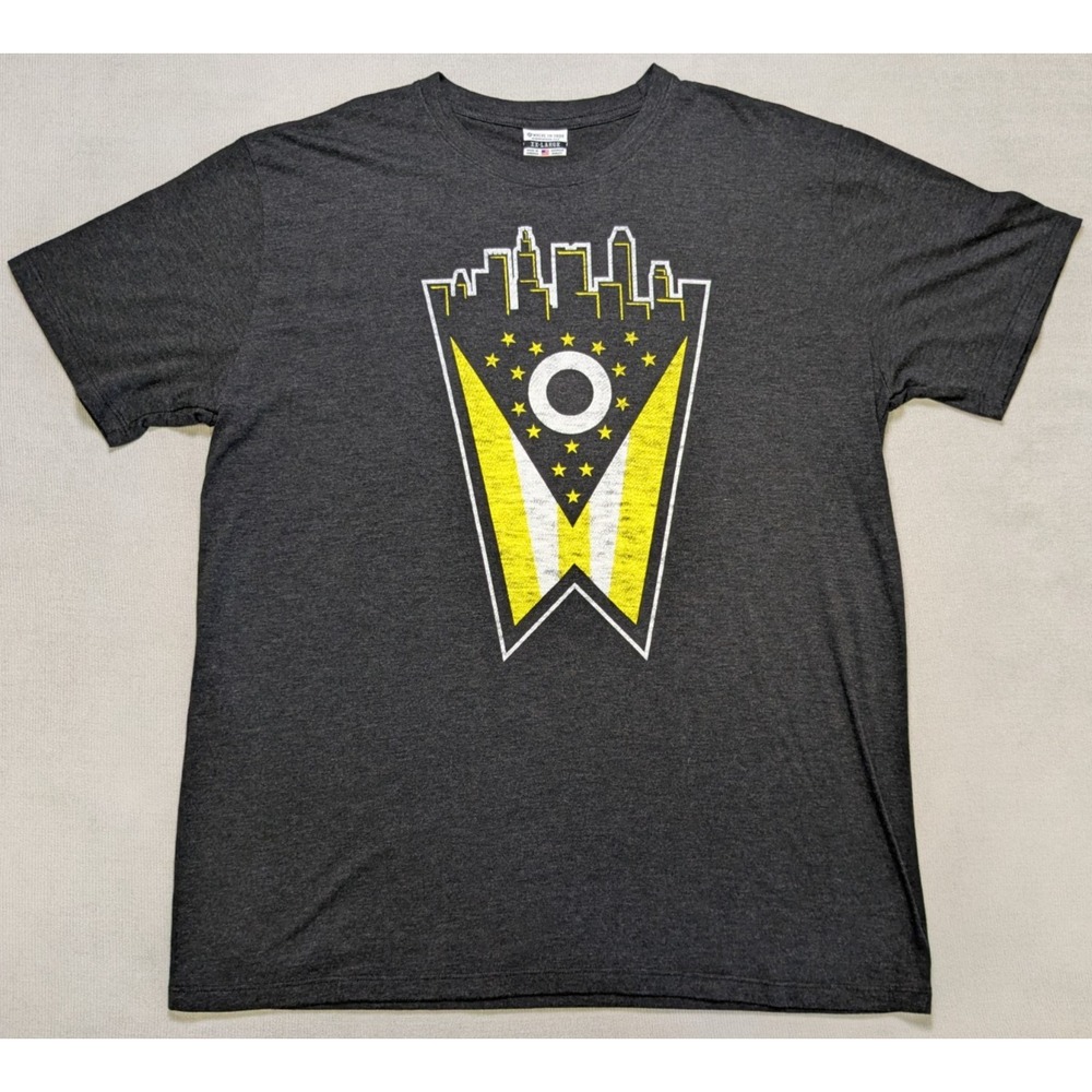 Columbus Crew Shirt Mens 2XL XXL Black Short Sleeve MLS Soccer Ohio Flag Graphic